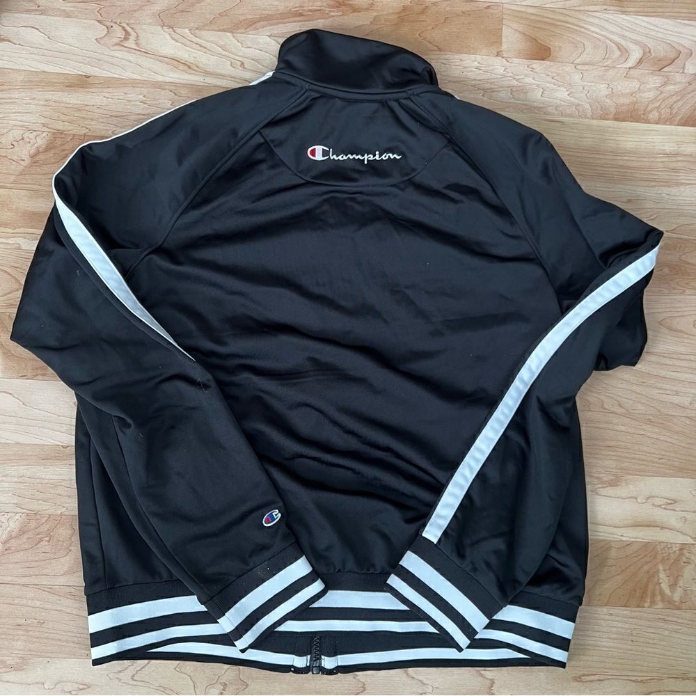 Champion Black and White Zip Up Track Jacket Women’s Medium